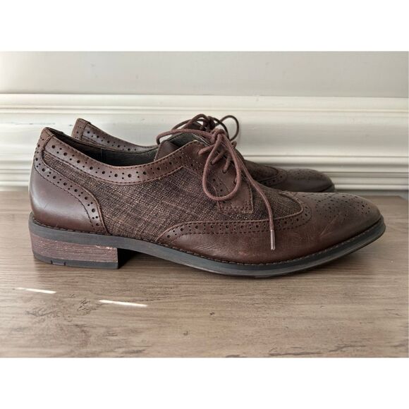 Vionic Oxford Roth men's lace-up dress wingtip in chestnut sz 10 comfort career - Picture 3 of 10